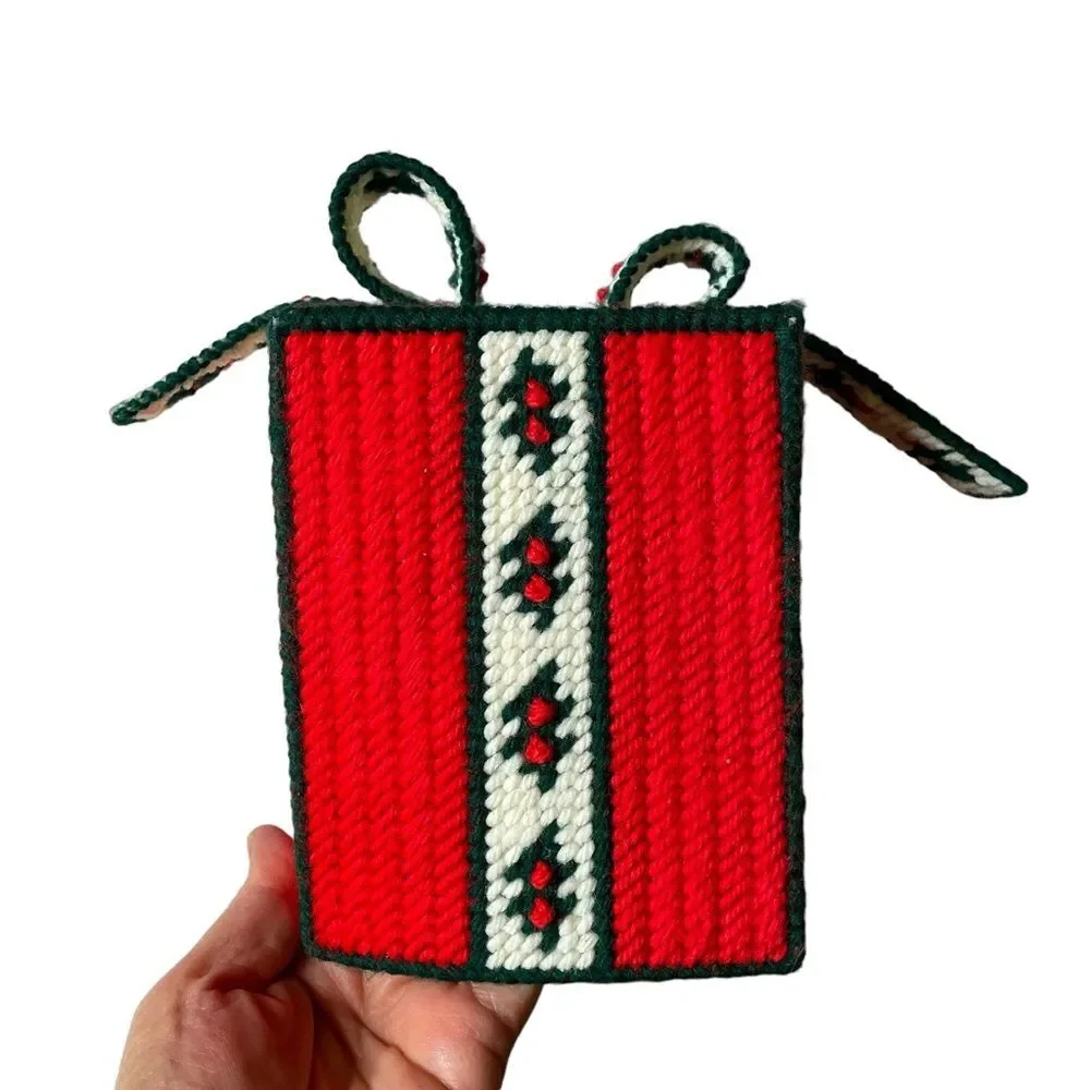 Christmas handmade cross stitch tissue box cover
